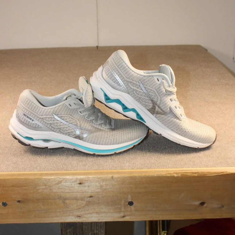 Mizuno Wave Inspire 18 Womens Running Shoes Grey Teal J1GD221304 Size 9.5
